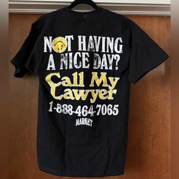 Market Graphic Tee “Call My Lawyer” Black Tee Shirt NWT Streetwear - Picture 2 of 4
